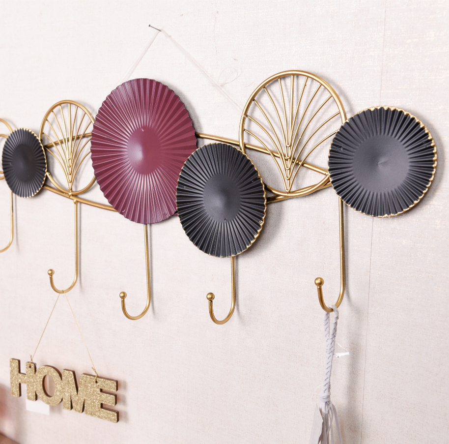 luxury home metal wall decor With 5 Hooks