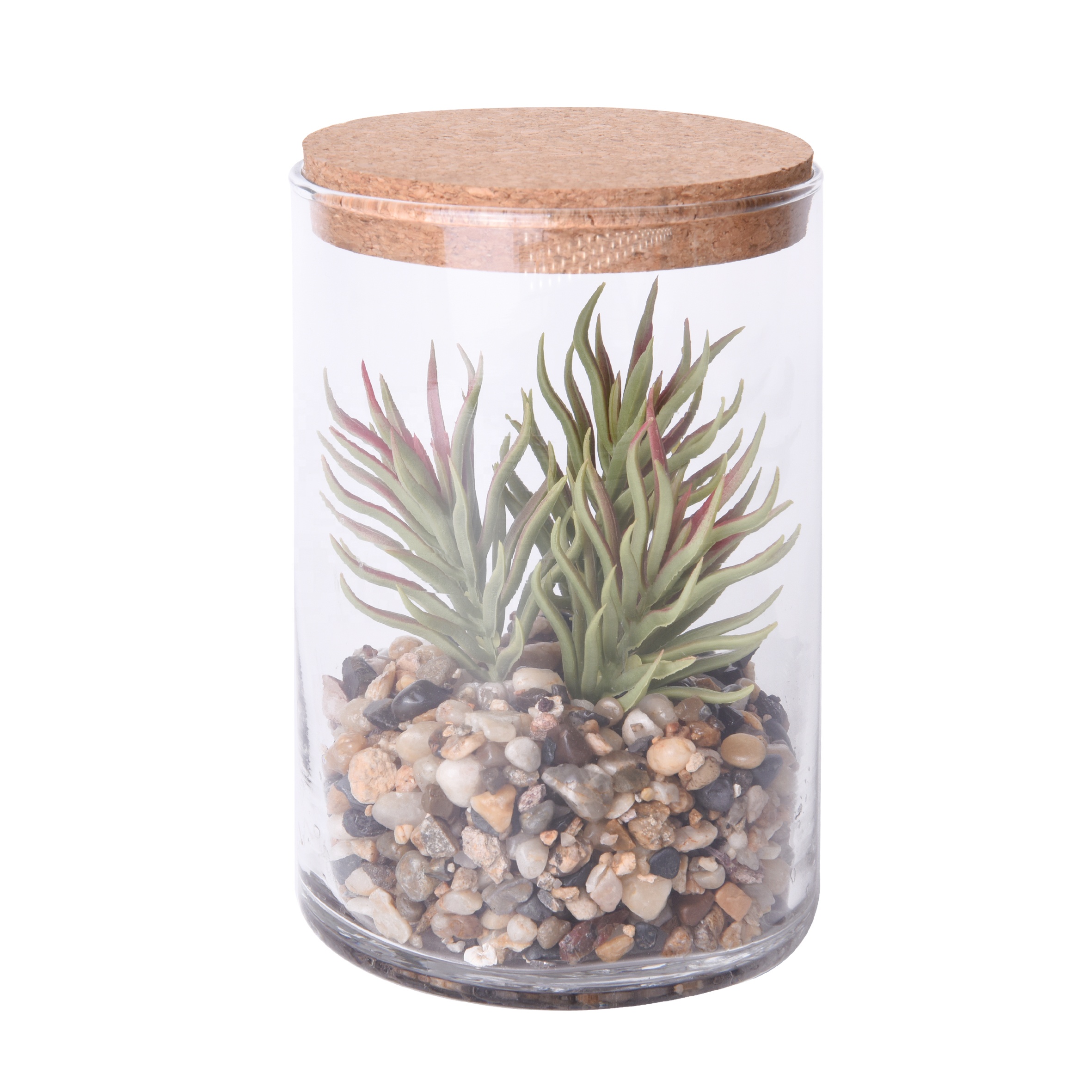 home decor plants artificial indoor glass terrarium jar with lid plant pots