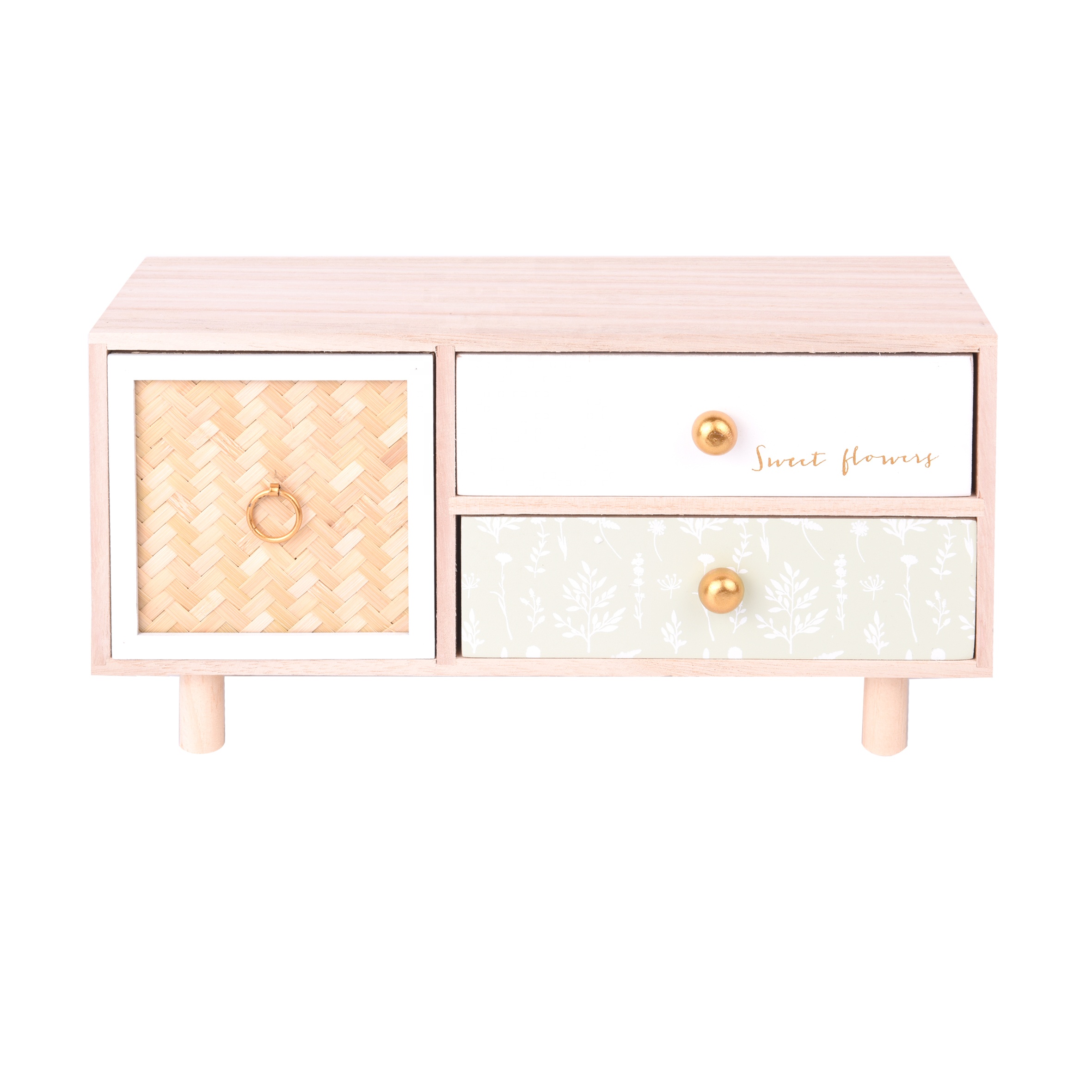 Decorative small storage wood cabinet organizer drawer wood box with drawer