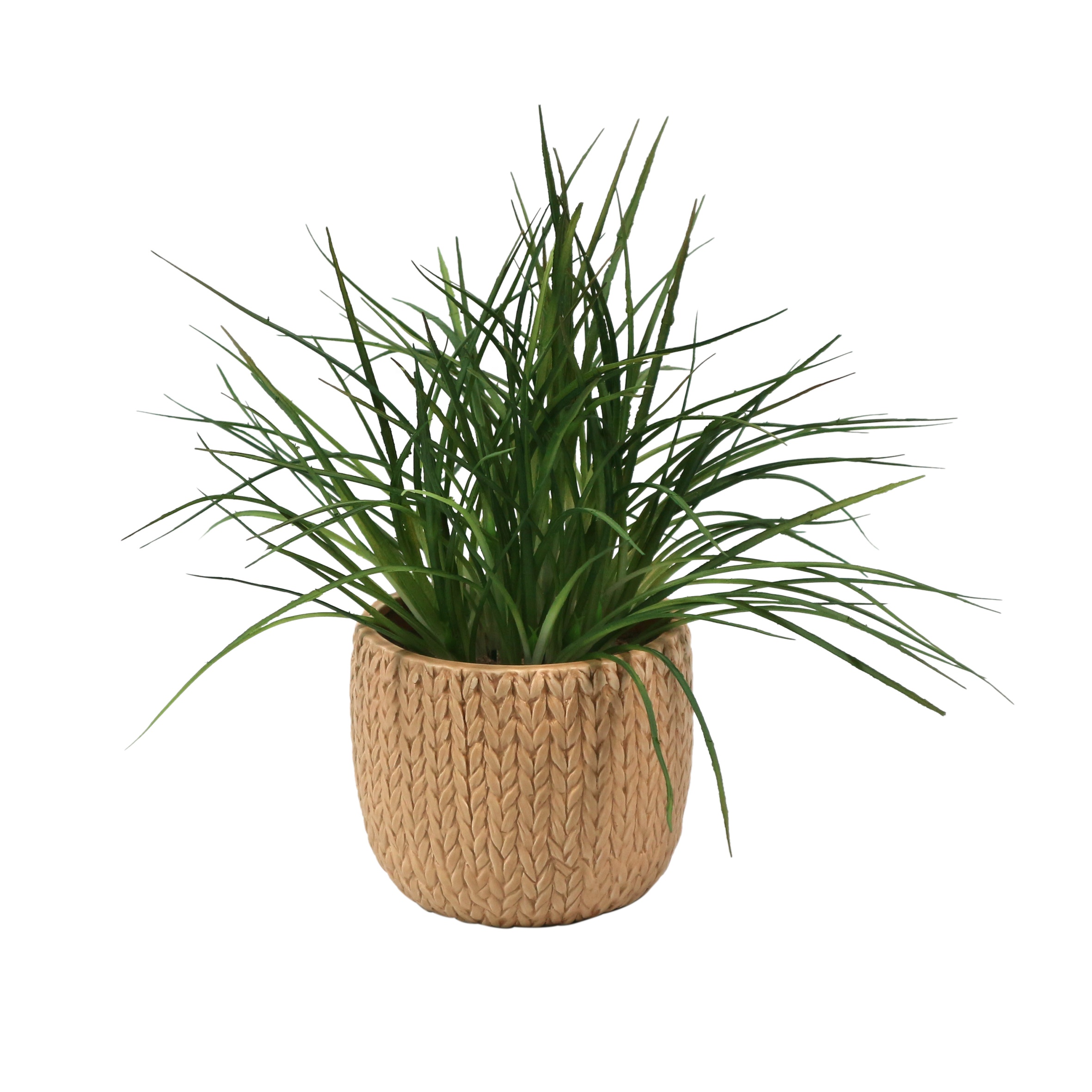 Artificial plant leaves onion grass with ceramic pots for indoor plants decoration