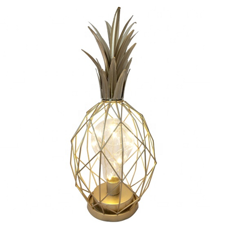 Metal wind lantern with LED in pineapple shape
