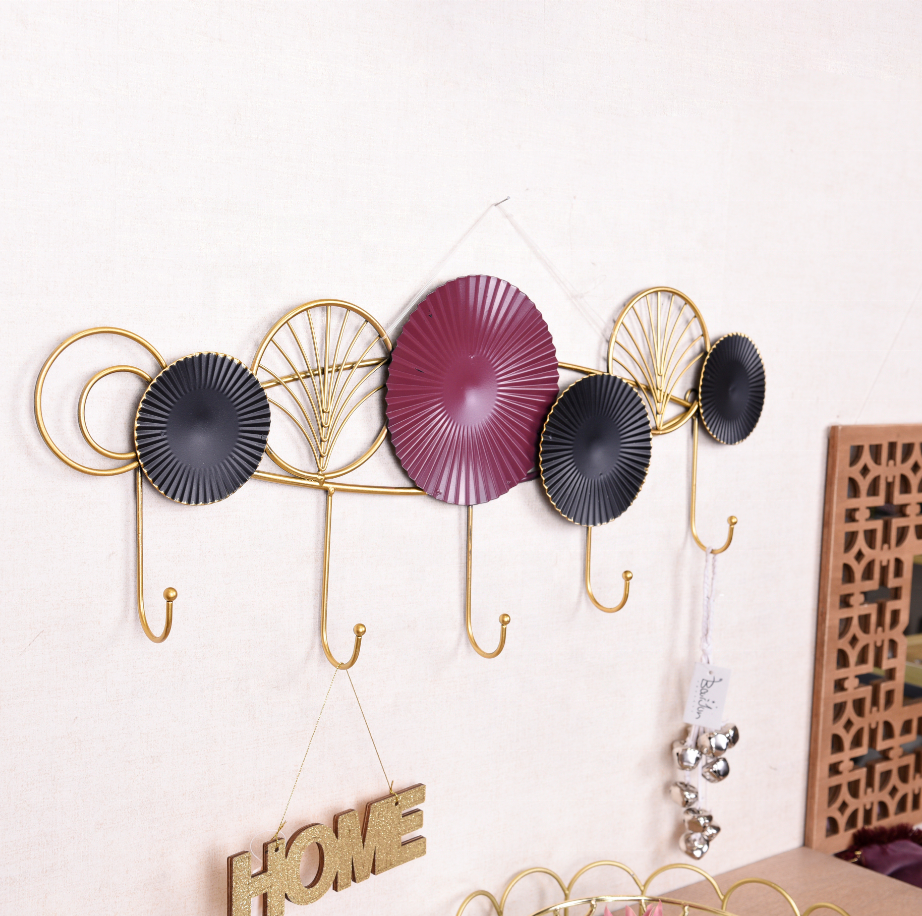 luxury home metal wall decor With 5 Hooks