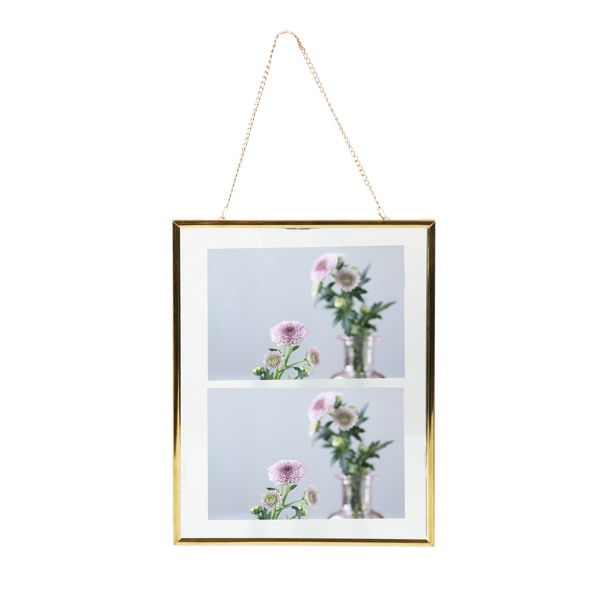 Hanging metal electroplate composite photo frame gold for Home Decor