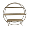 vintage decor rack 3 layers Round Metal frame And Rattan Storage Shelf holders With Stand