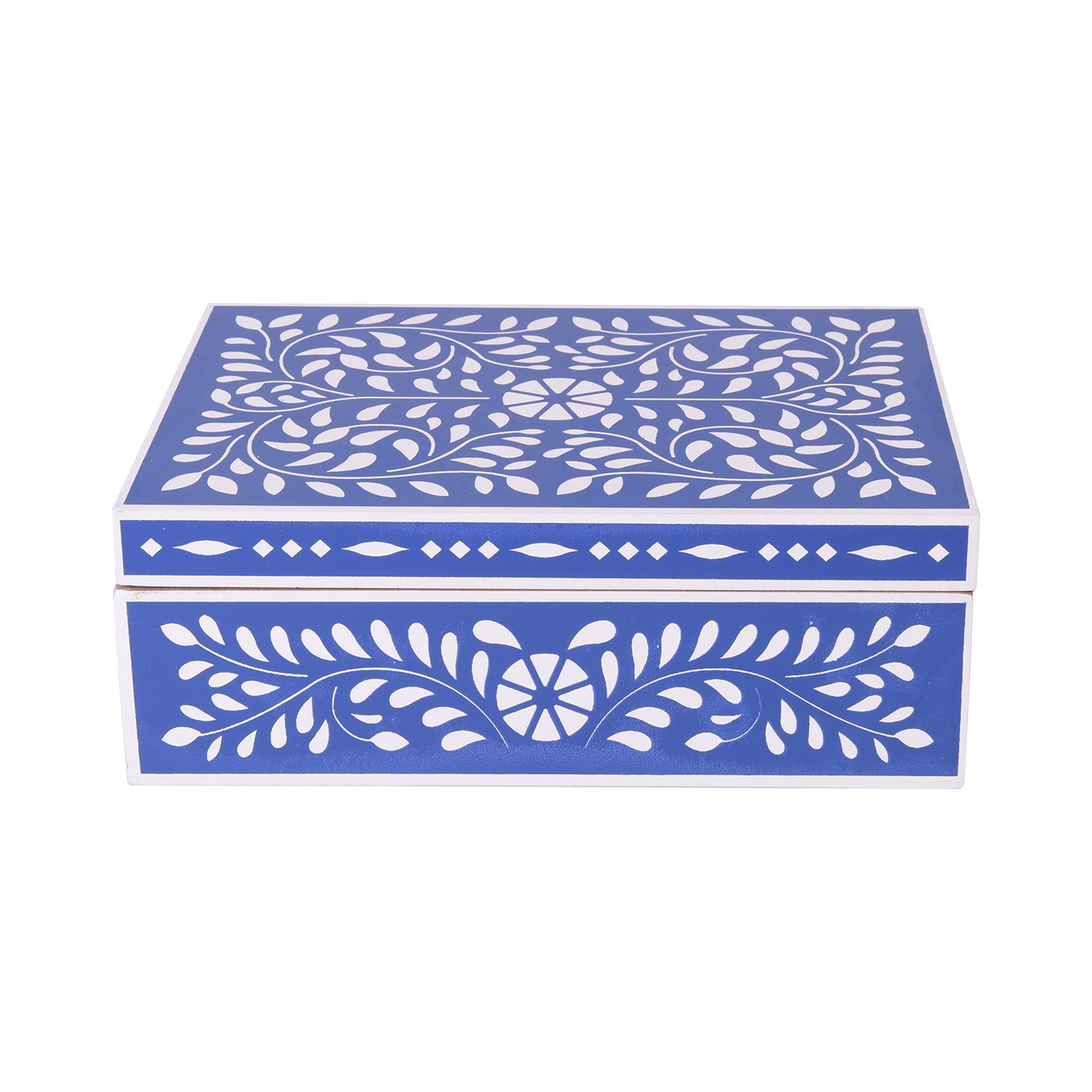 Wooden Simple Home Decoration Storage Box Blue Pattern Box