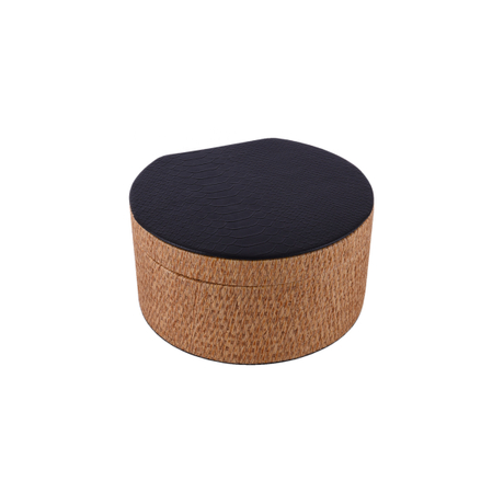 Black Top Simple Cylindrical Woven Storage Boxes Jewelry Box