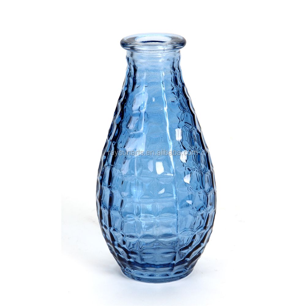 Transparent Sea Blue Colur Glass Bud Vase