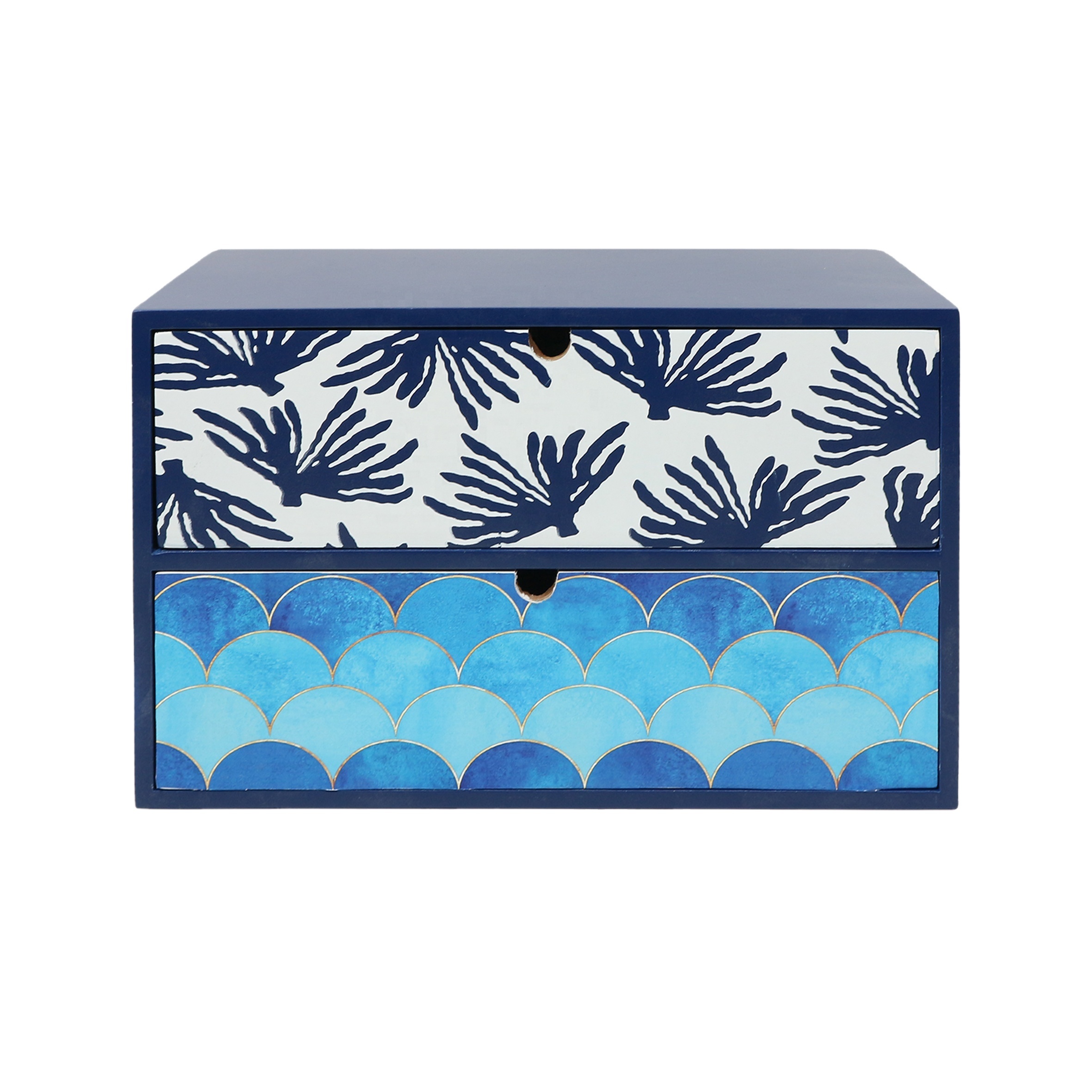 blue wooden desktop organizer drawer ocean style
