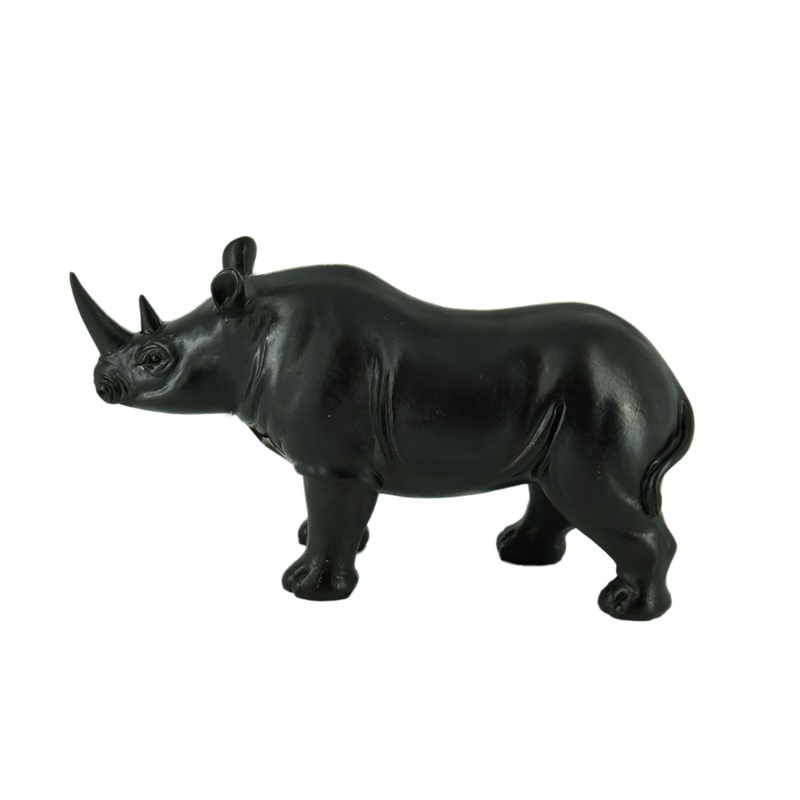 Resin Black Rhinoceros Desktop Home Decoration Animal Statues