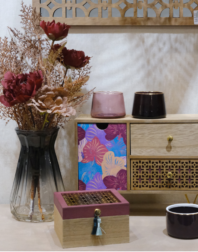 Square Shape MDF Storage Box With Decorative cover and tassel