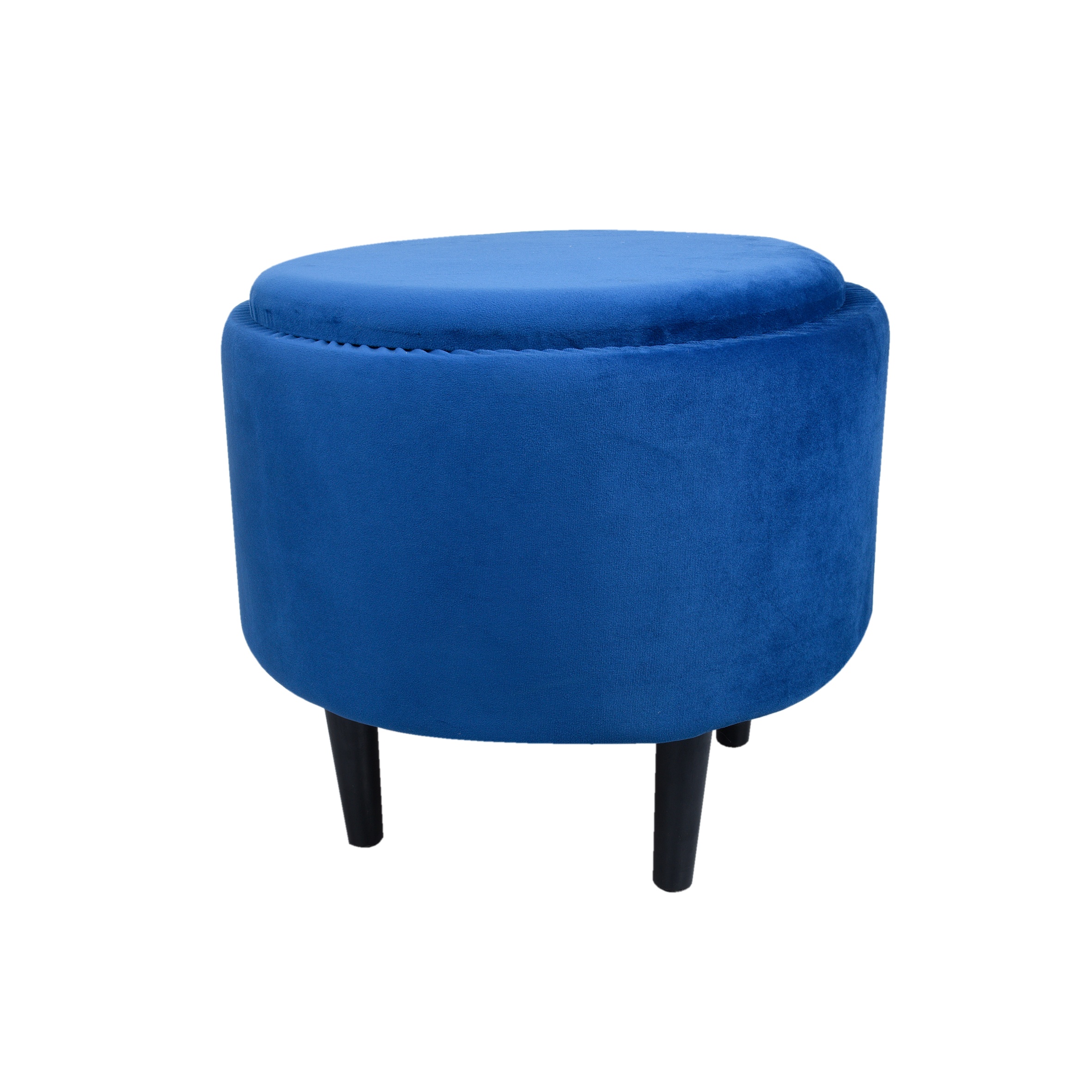 Modern Living Room luxury chair velvet round storage stool with wood black legs